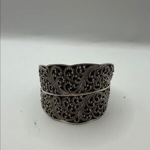 LOIS HILL Sterling Silver Granulated Swirl Design Cuff Bracelet 6"